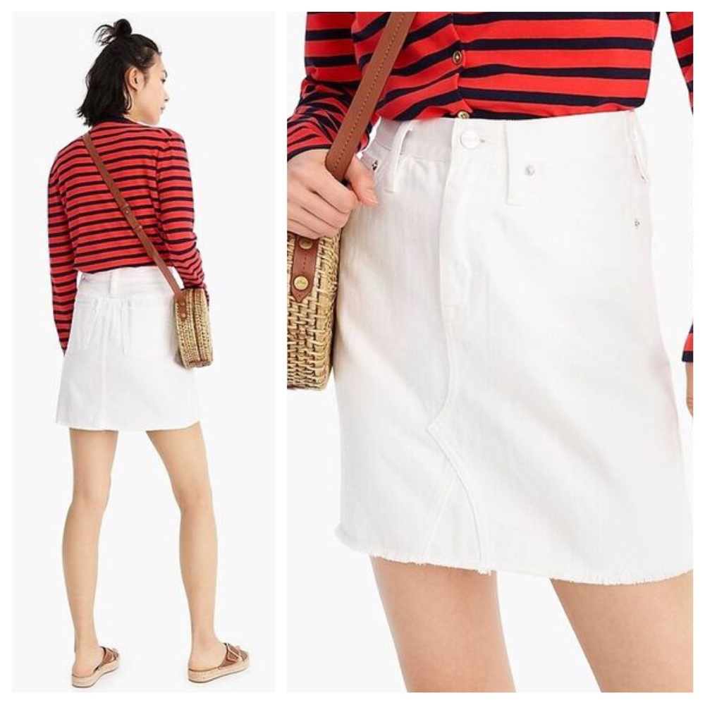 J. Crew Womens Trademark White Denim Jean Mini Skirt Size 29.